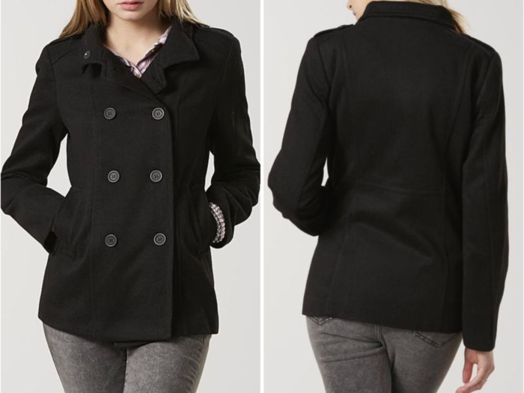 BONGO Women's Black Peacoat