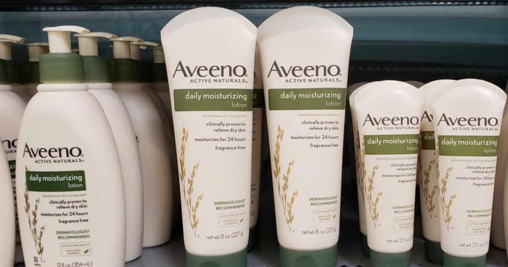 Aveeno lotion on Walmart shelf