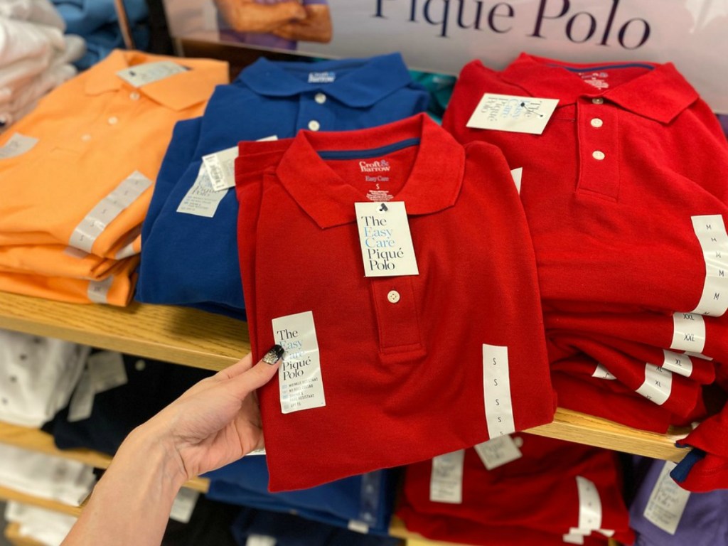 Men's Polos on the shelf at Kohl's