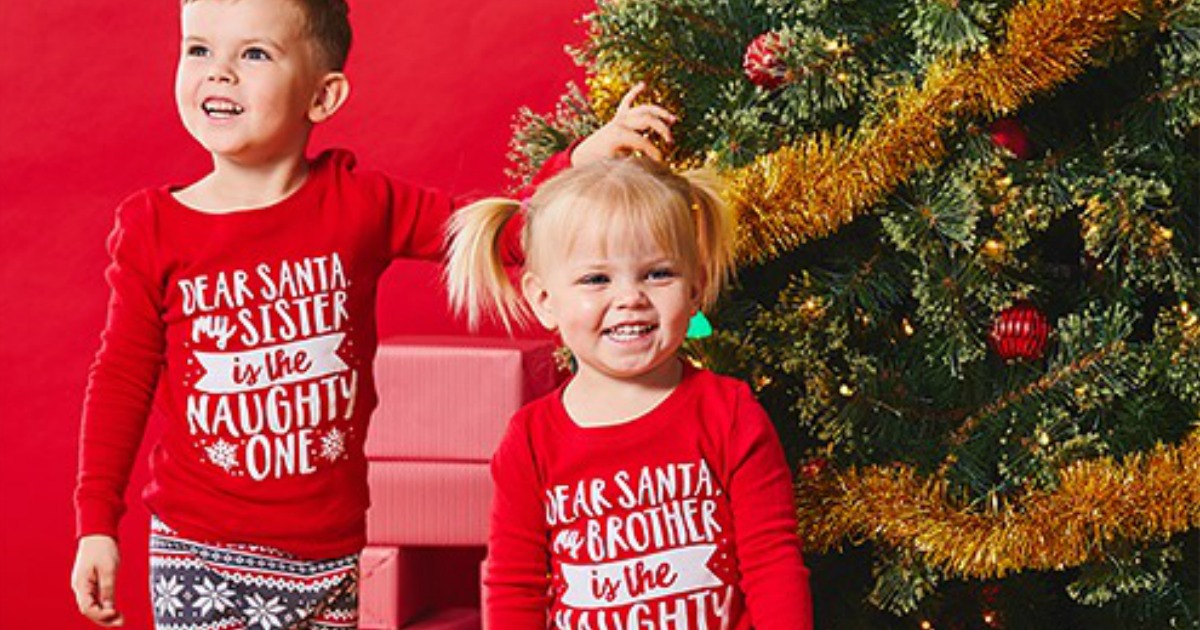 kids wearing Dear Santa Pajamas