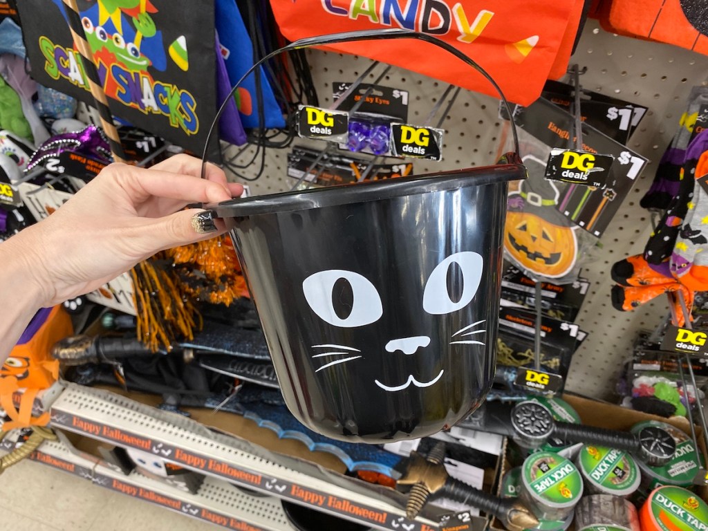 Dollar General Halloween Cat Candy Bucket in store