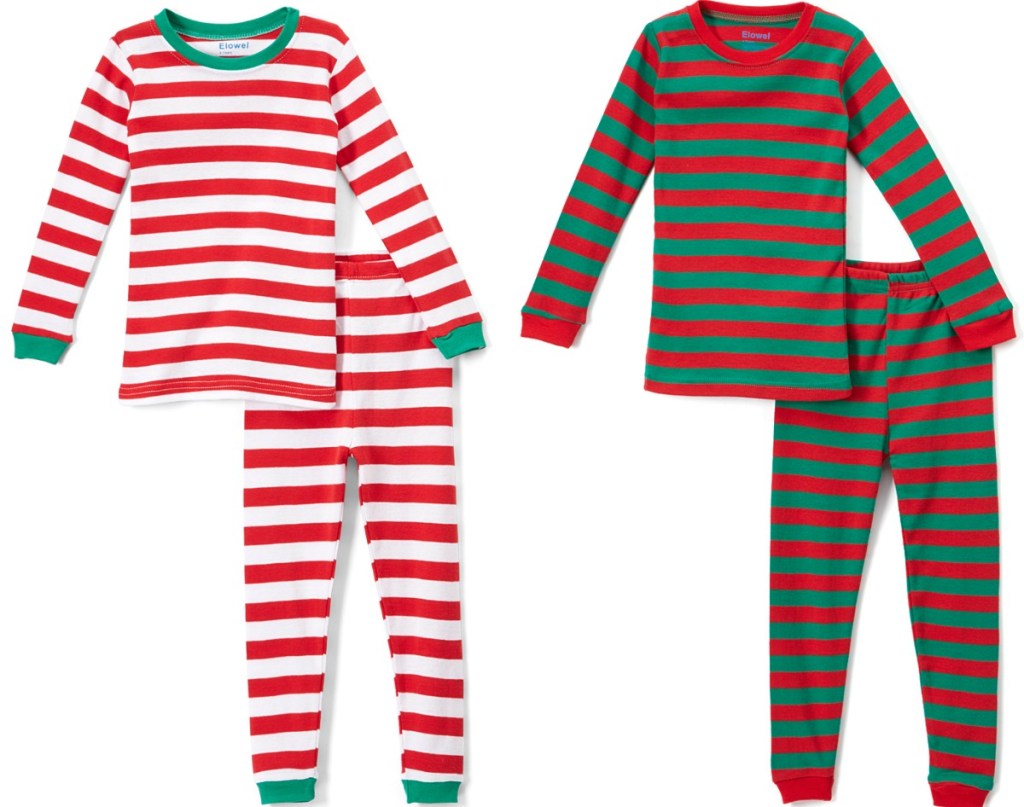 Two styles of Kids Christmas Pajamas