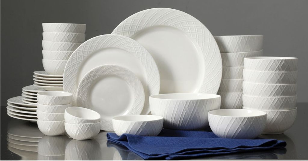 Gibson White Elements Lexington 42-Piece Dinnerware Set