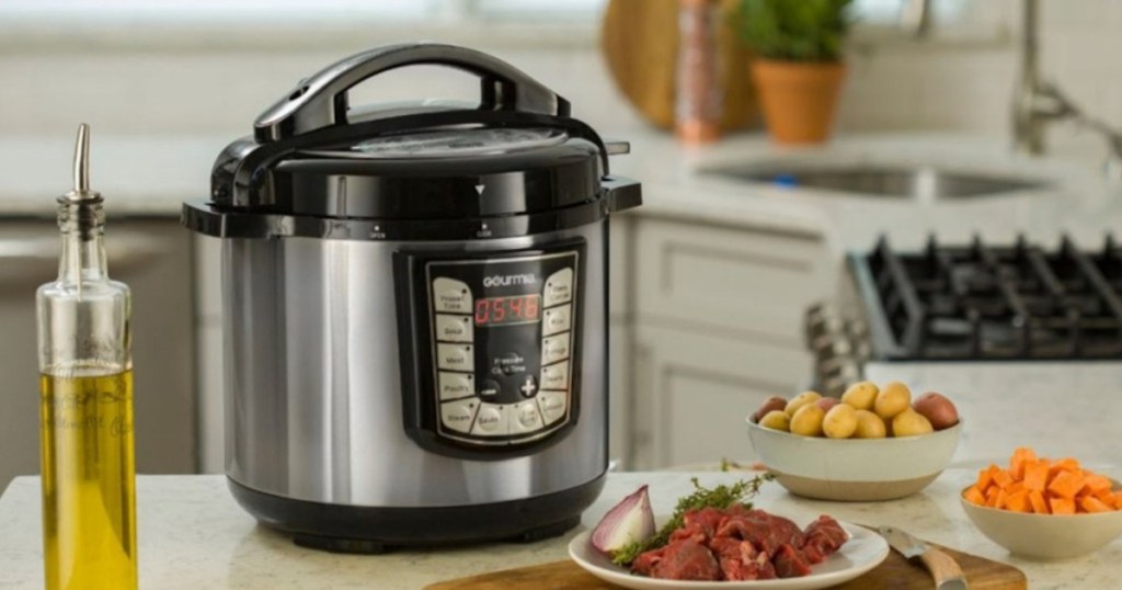 Gourmia 8qt Pressure Cooker in kitchen