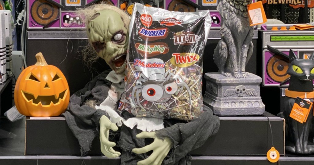 zombie holding bag of candy