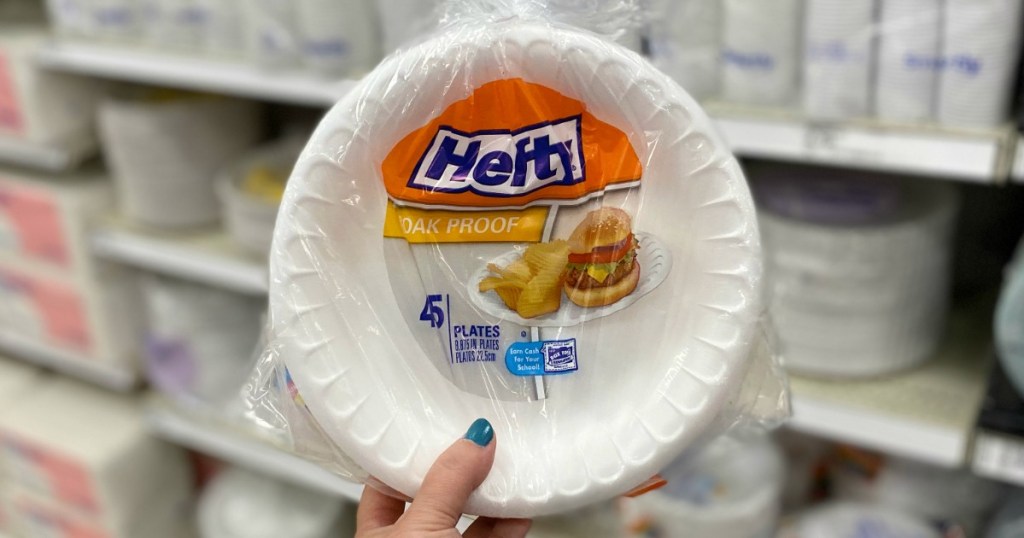 Hefty Plates held up in Target Aisle