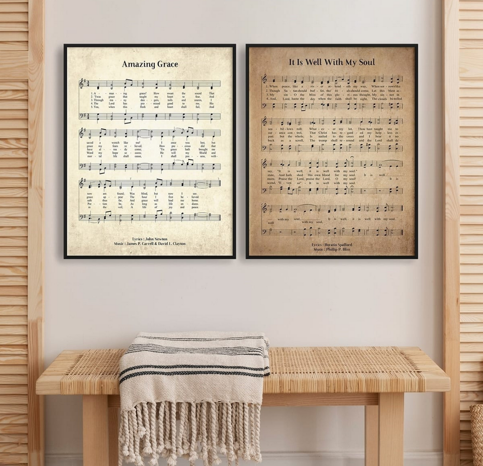 Hymn Prints in Entryway