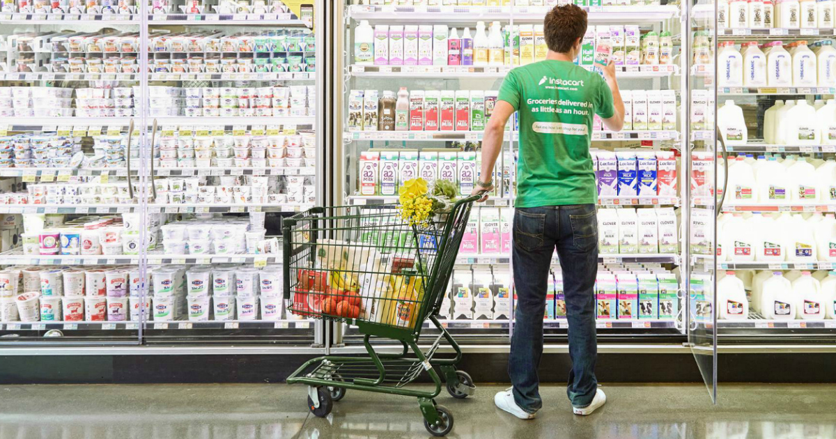 Instacart shopper on dairy aisle