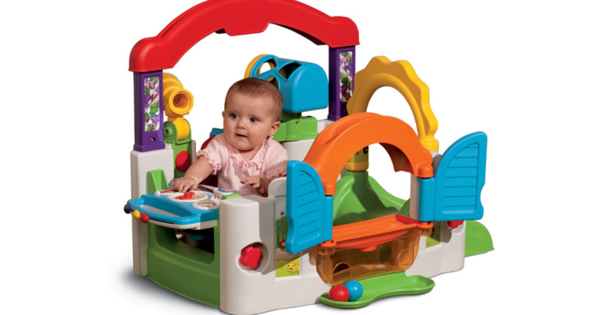 baby playing with little tikes activity garden