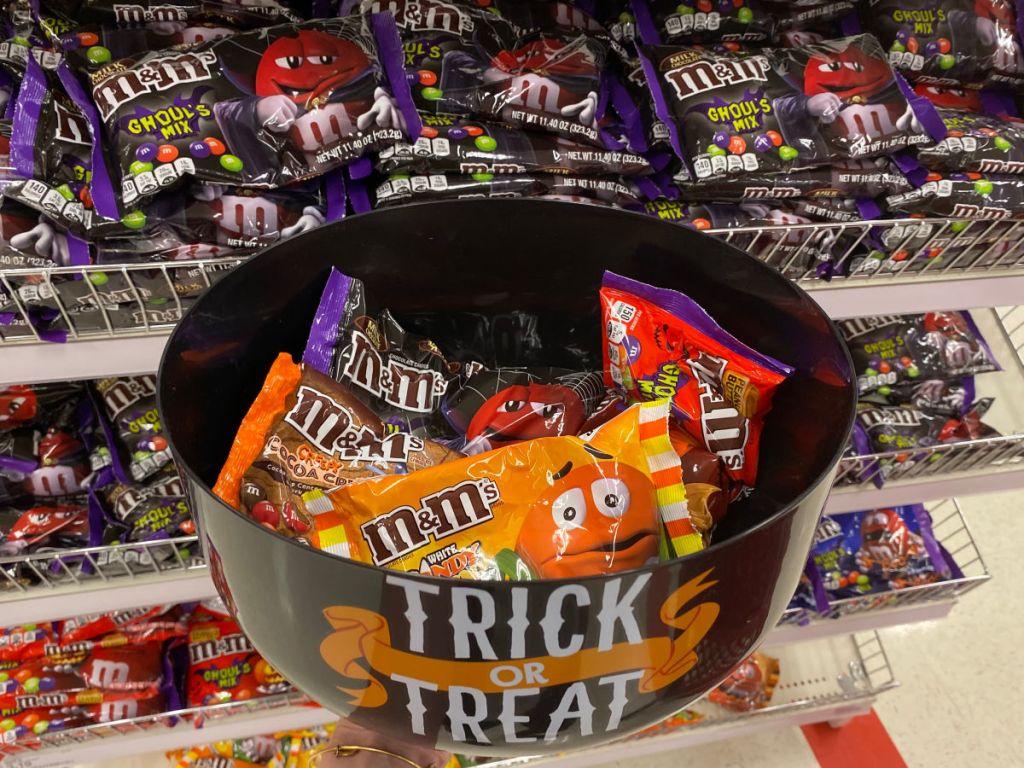 M&M's Halloween Candy in bowl