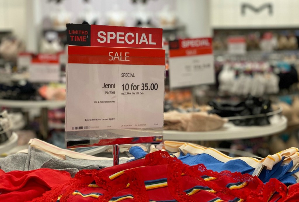 Macy's panties sale in store display