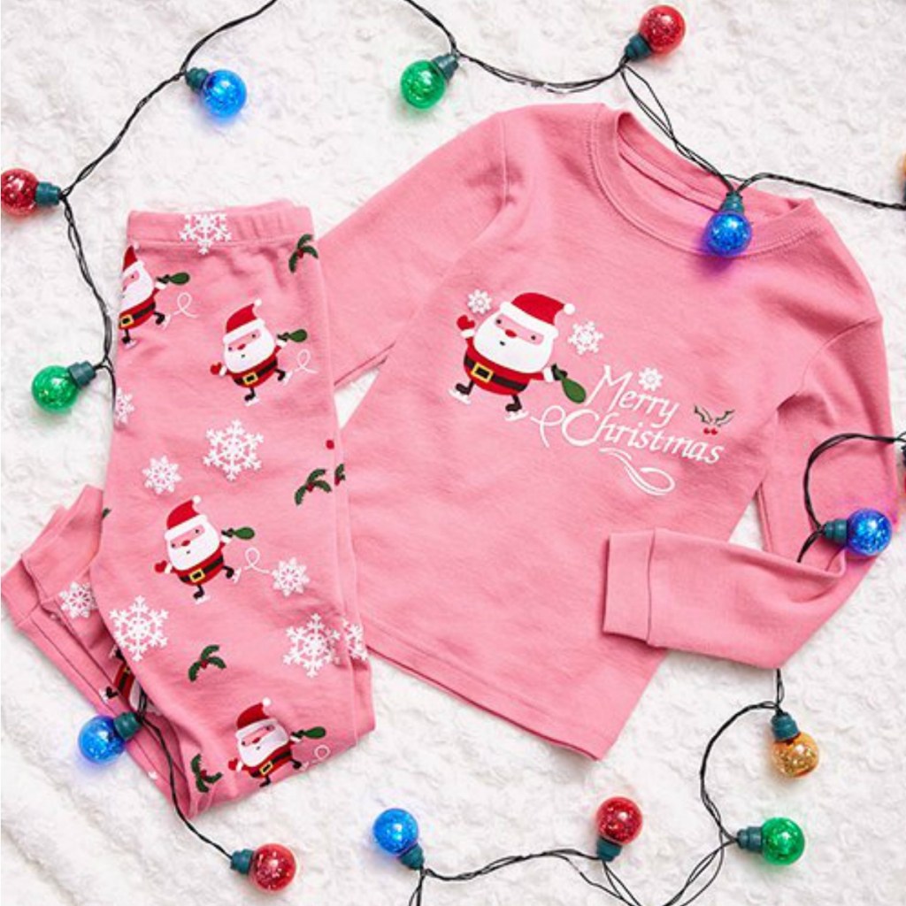 Girls pink Santa pajamas