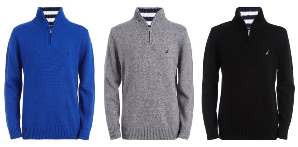 Nautica boys sweaters in blue, gray and black