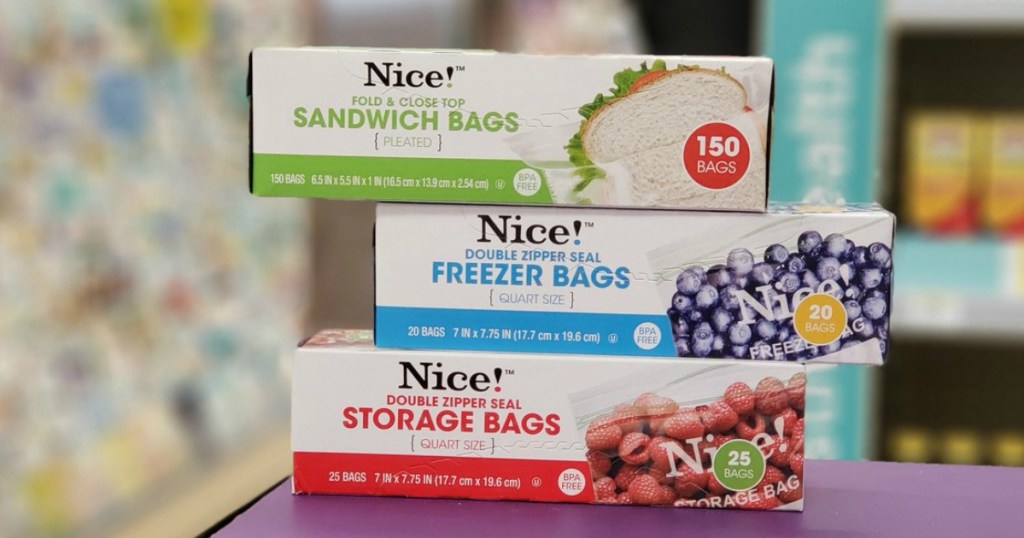 storage bags on display in a store