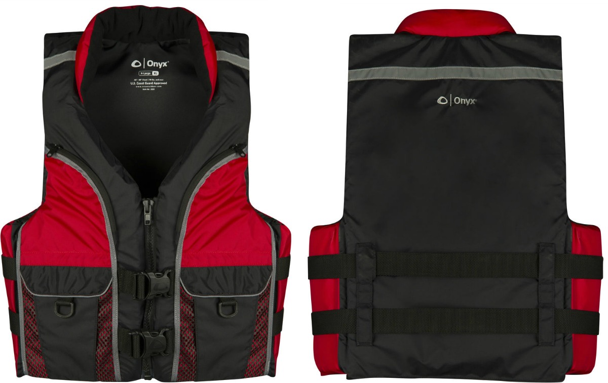 Red and Black life jacket - front and back view