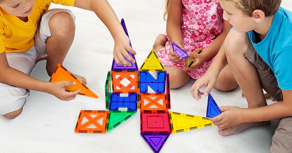 kids playing with magnet toys