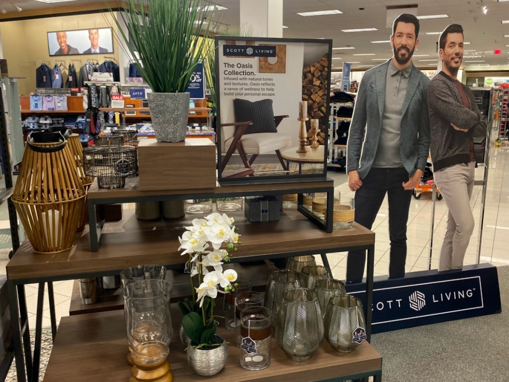 Store display of Jonathan and Drew Scott from HGTV's Property Brothers Collection