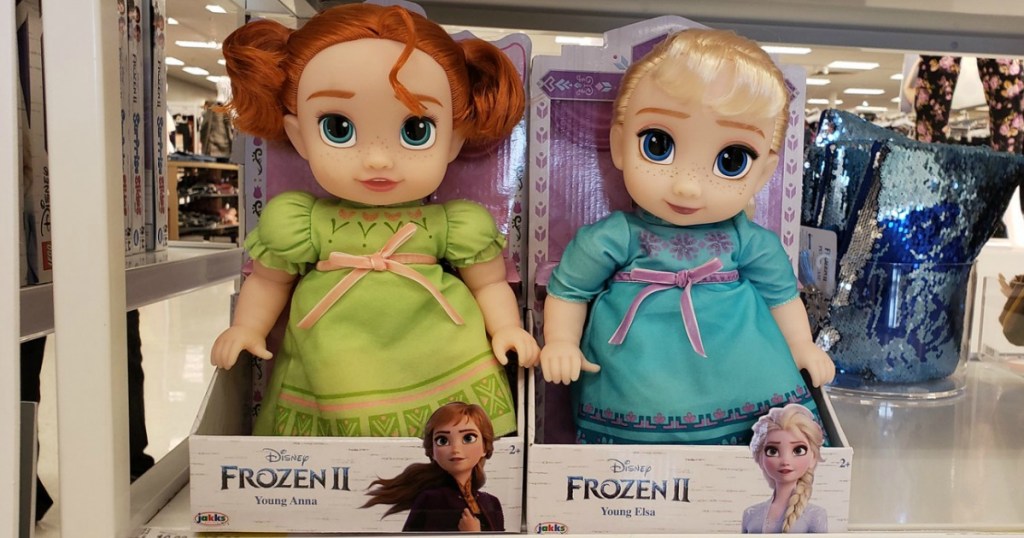 Target Frozen II Dolls on display in package at store