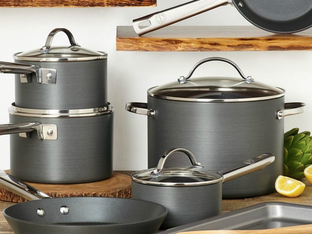 pots in kitchen around sink