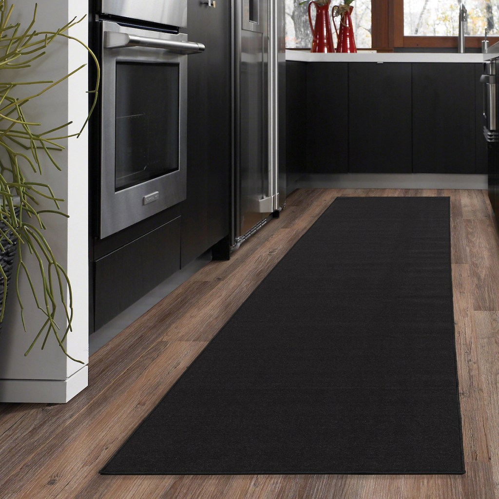 black runner rug in kitchen