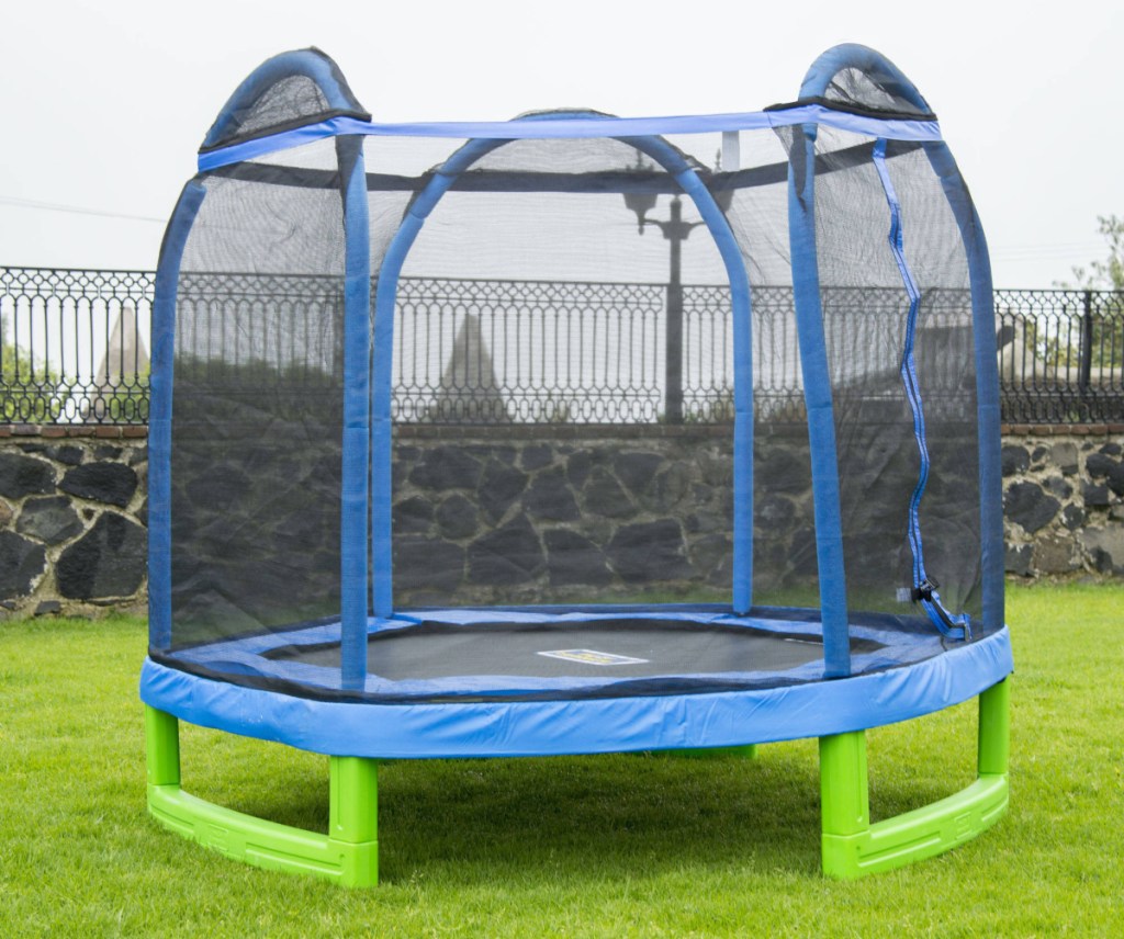 BouncePro 7-foot trampoline in grassy yard