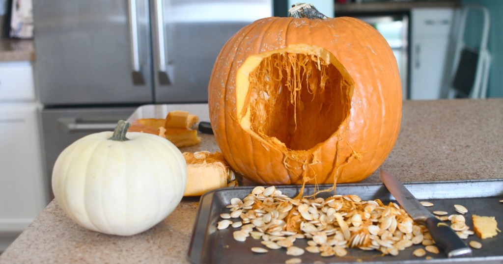 carving a hole in the back of pumpkin