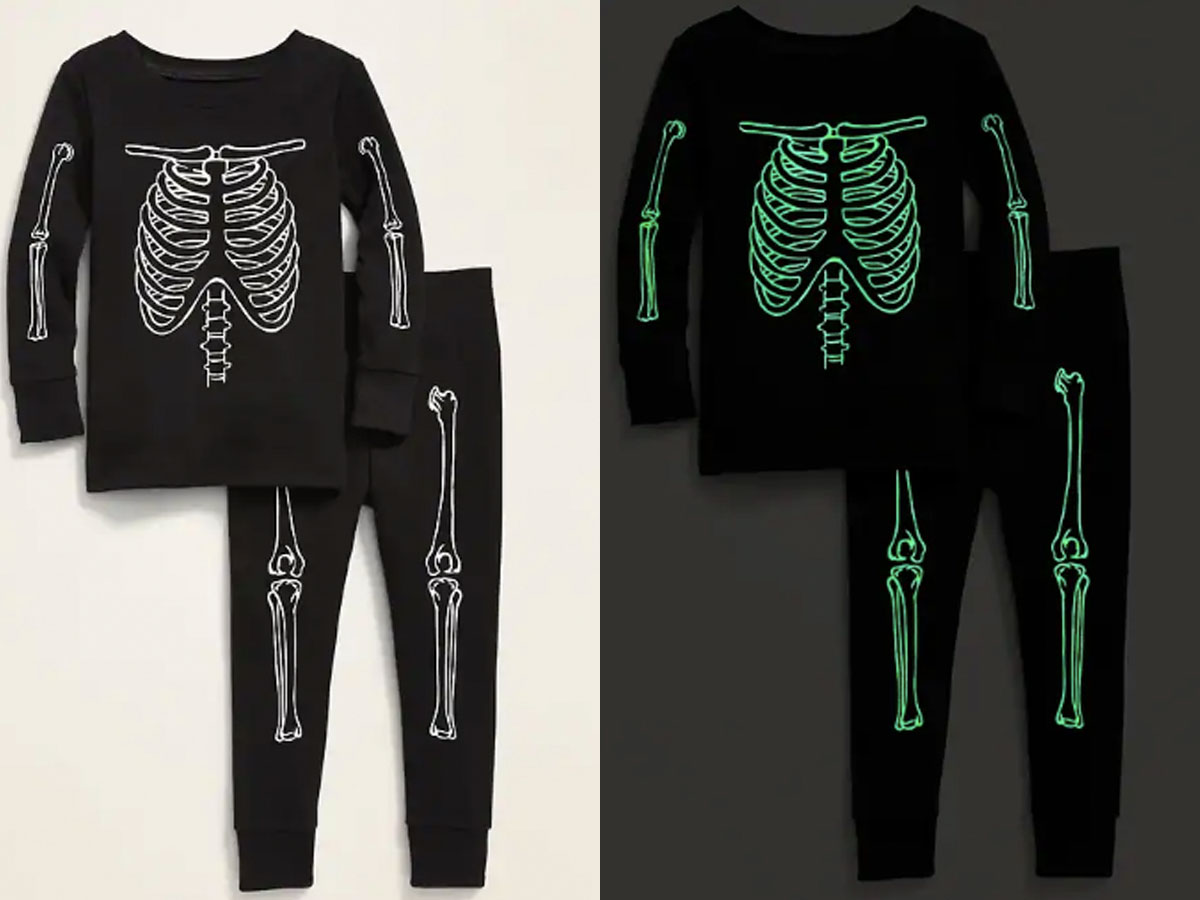 old navy black skeleton glow in the dark pjs