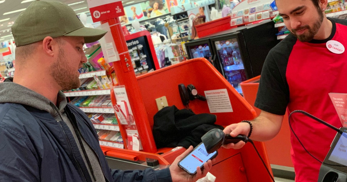 man scanning target circle app on phone