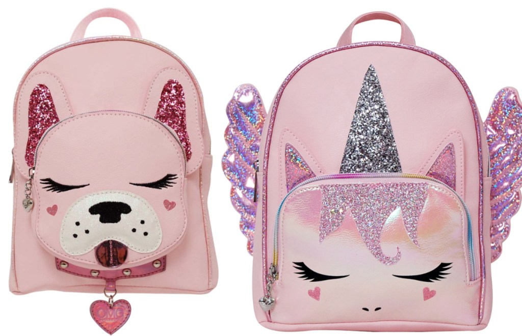 frenchie backpack and unicorn backpack