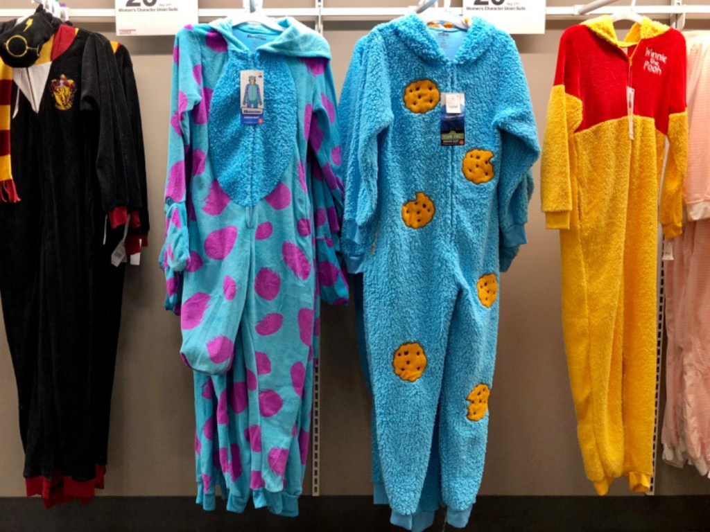 cookie monster union suit hanging in-store