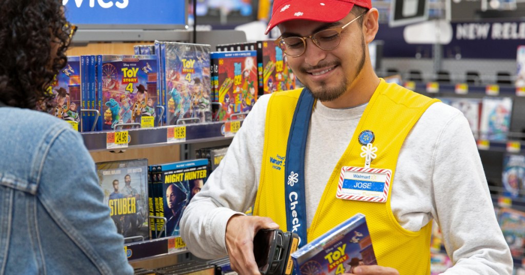 customer using Check Out With Me service at Walmart