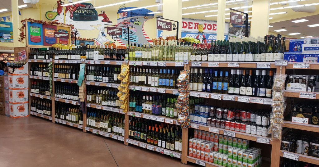 wine aisle at Trader Joe's