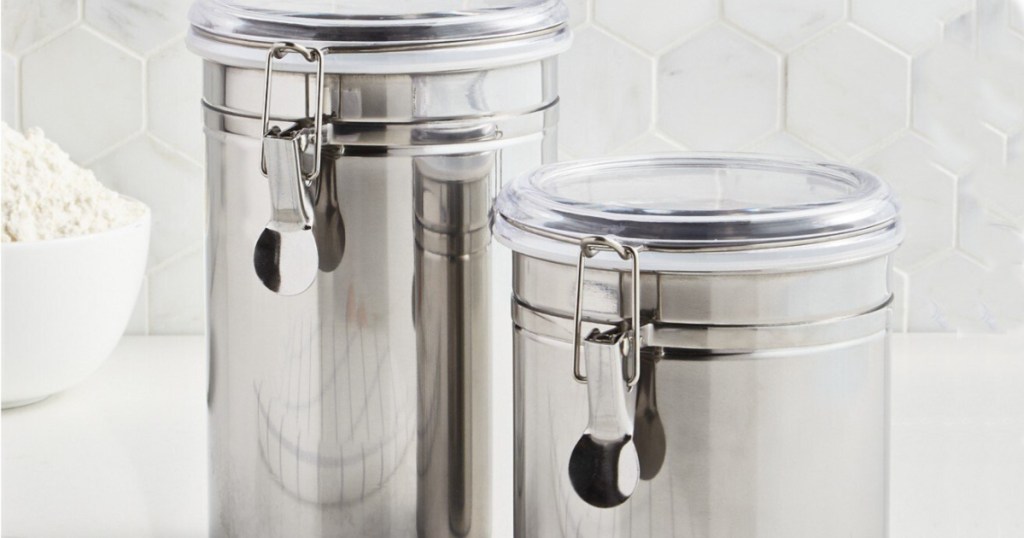 Martha Stewart Canister set sitting on kitchen counter