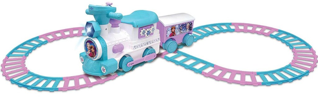 Disney's Frozen-themed Battery-Powered Ride-On Train with caboose and tracks