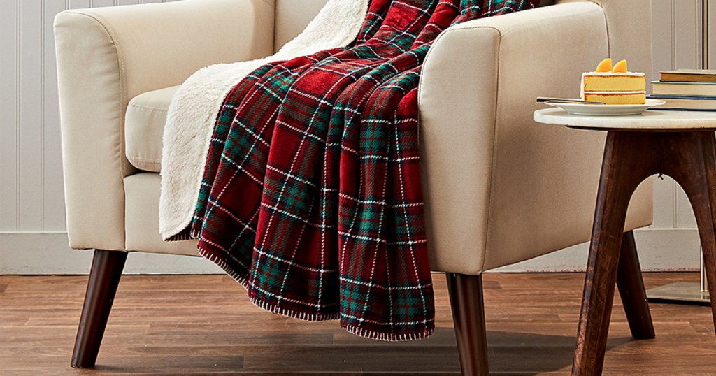 plaid throw blanket on chair