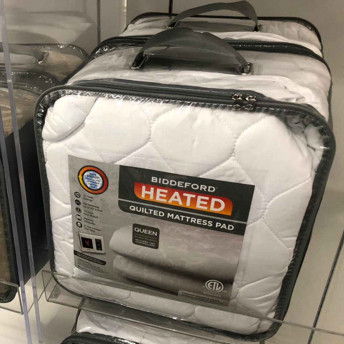 Biddeford Heated Mattress Pad on display at Kohl's store