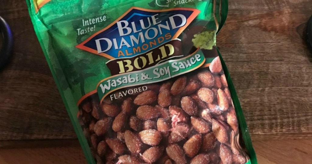 large bag of blue diamond wasabi almonds