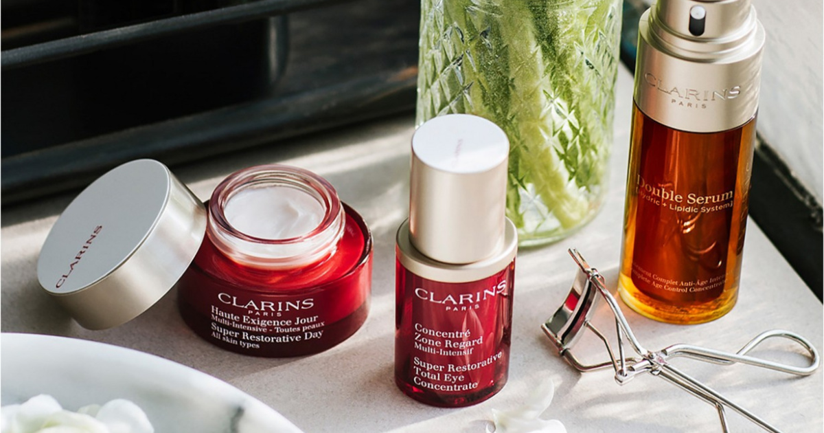 clarins products on table