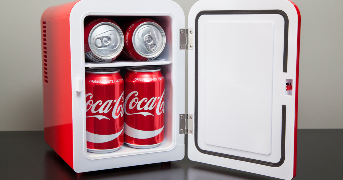 open coke mini fridge