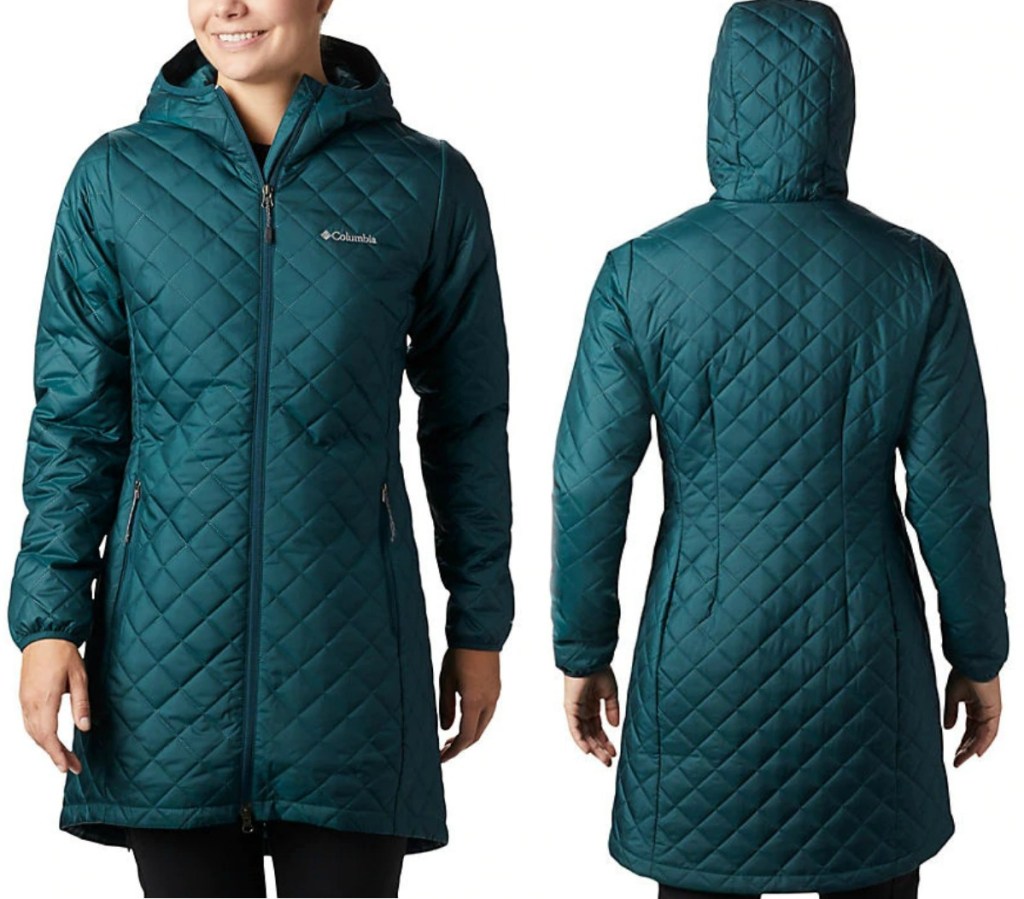 Columbia Women's Jacket in teal color - front and back view