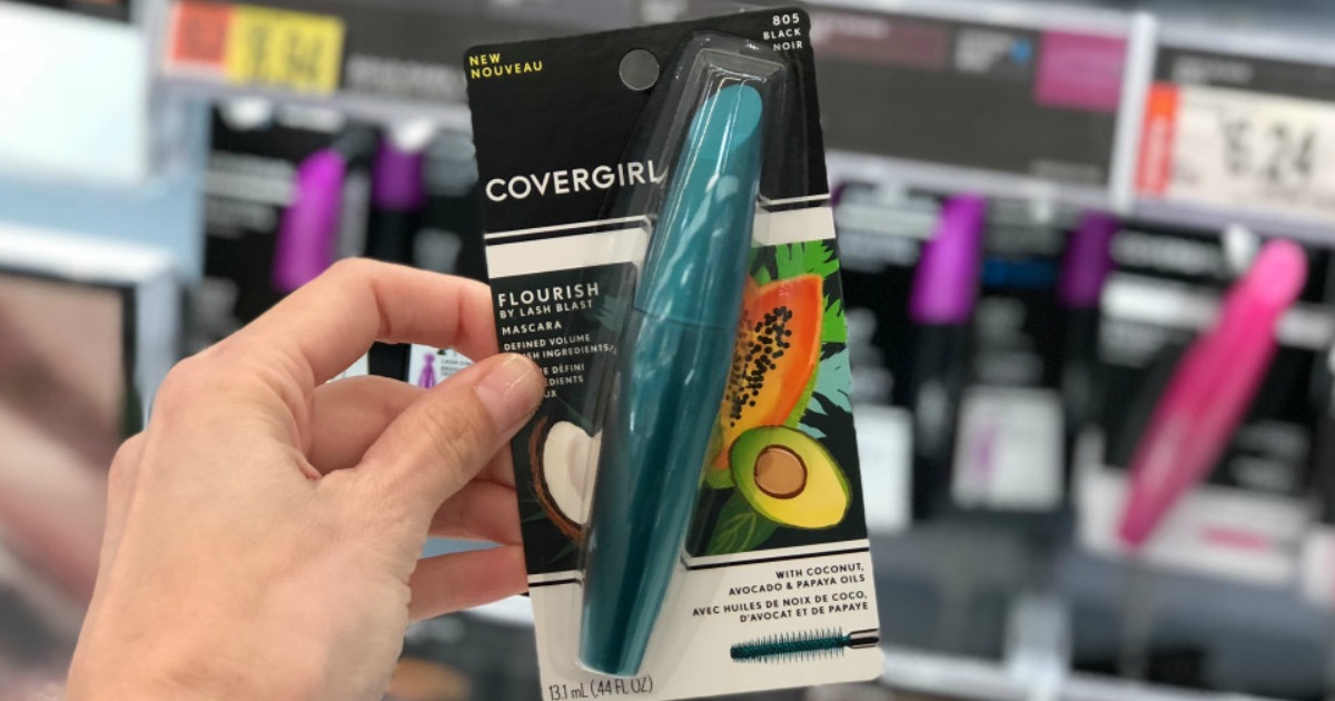 CoverGirl Flourish Lash Blast Mascara held in hand at store