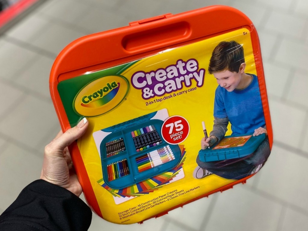 Crayola Create & Carry Art Case in hand in ALDI