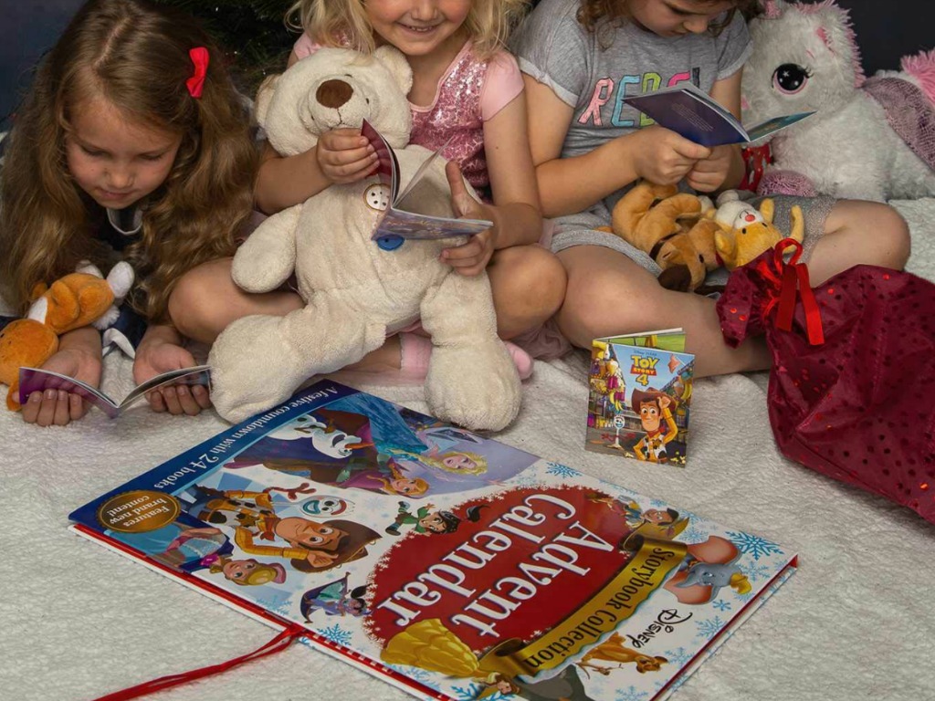 Girls reading Disney books from Disney Storybook Collection Advent Calendar