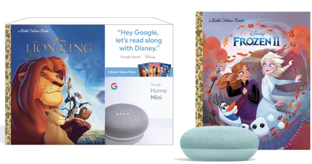 google home mini lion king and frozen book bundles