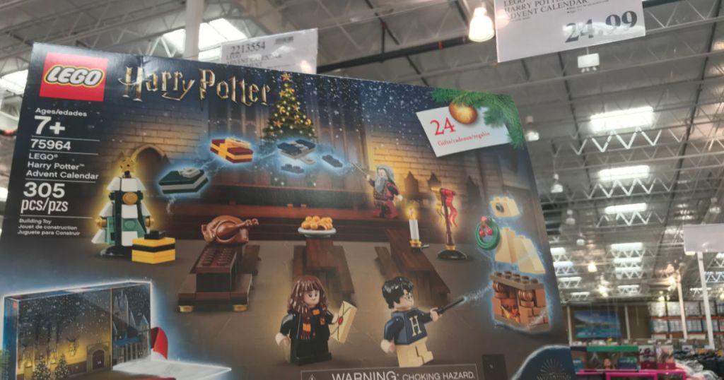 Lego Harry Potter Advent Calendar at Costco with price sign in the background