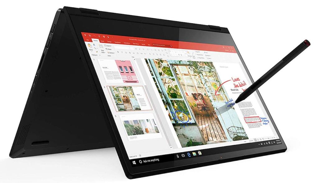 Lenovo Flex Laptop folded with pen