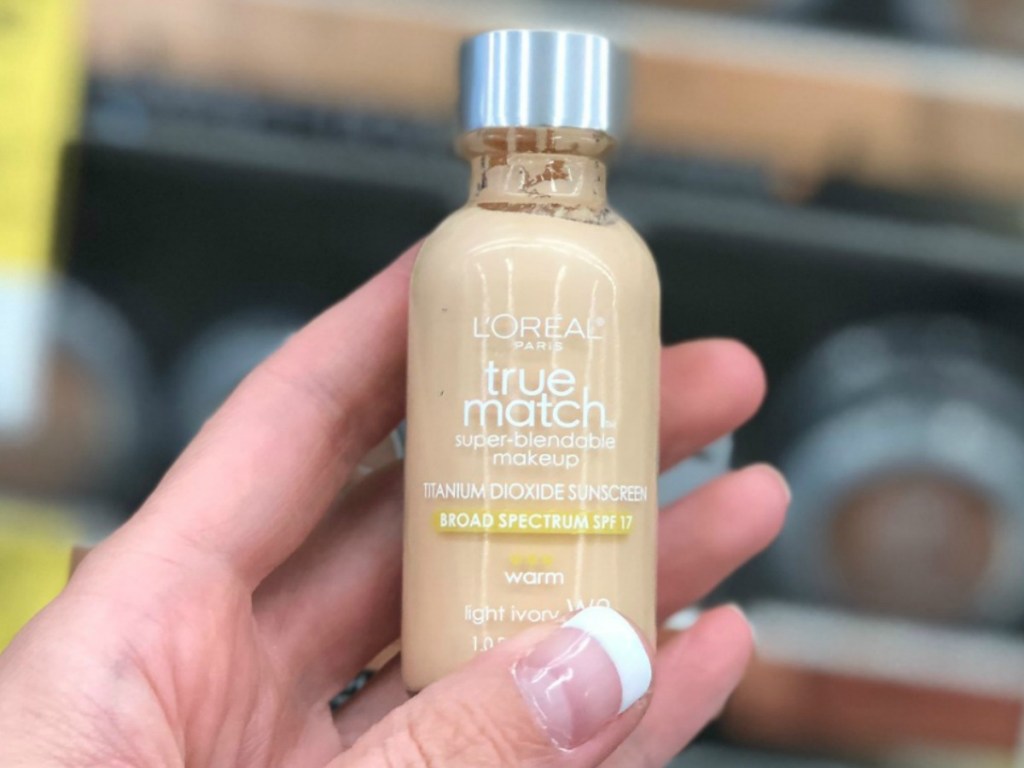 LOreal True Match Foundation in hand in-store