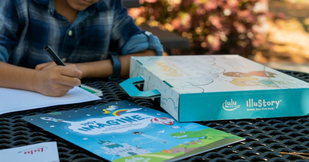 Boy working on a Lulu Junior IlluStory Activity Set