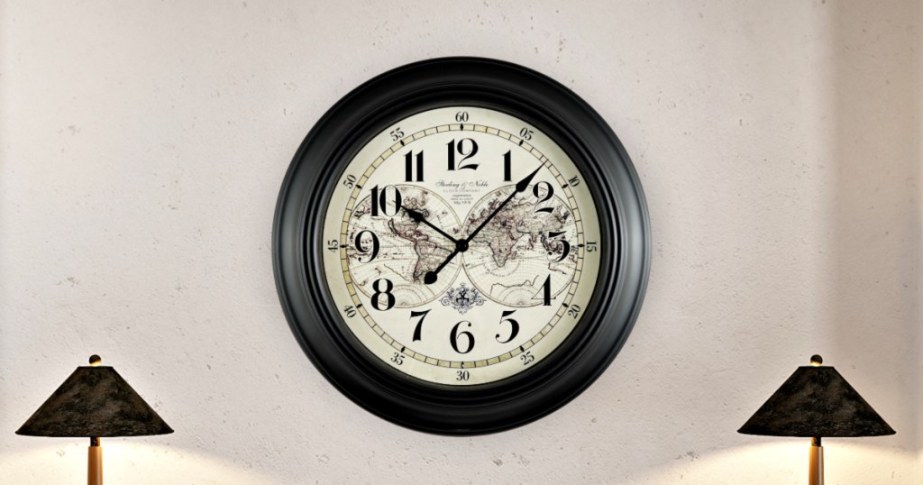 Mainstays 15.5-Inch Map Wall Clock