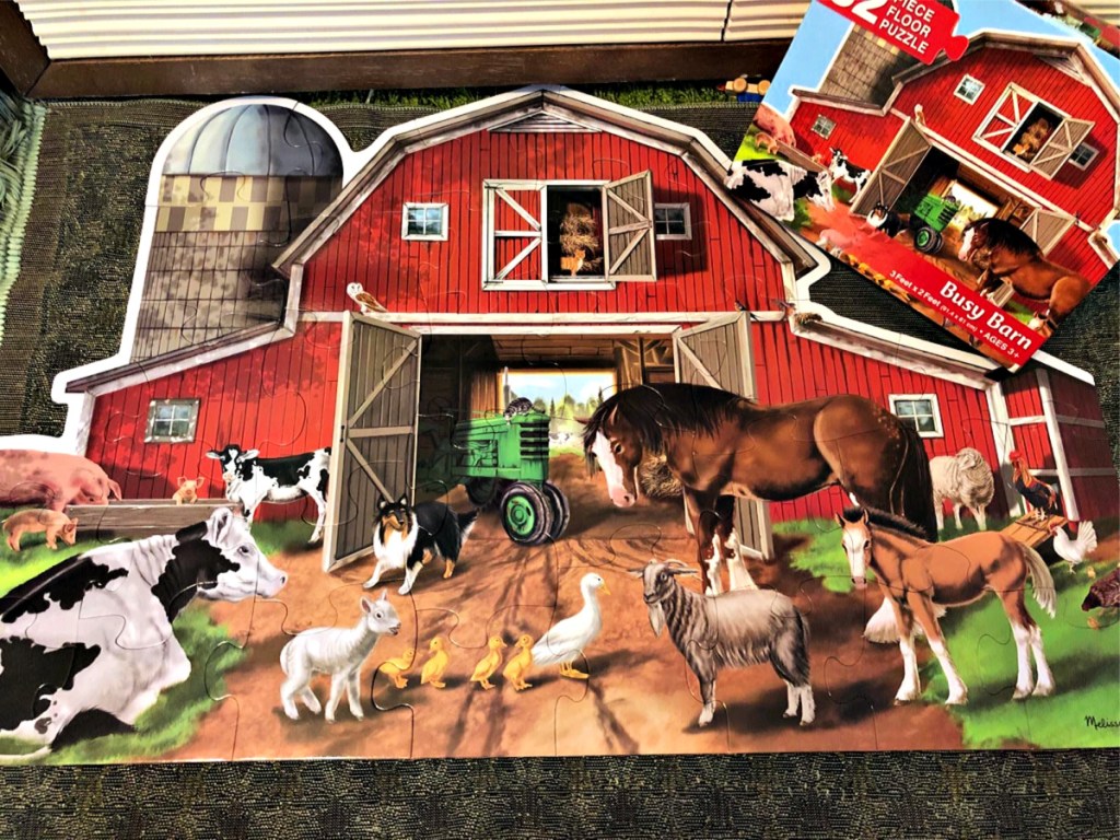 Melissa & Doug Busy Barnyard-Shaped Floor Puzzle